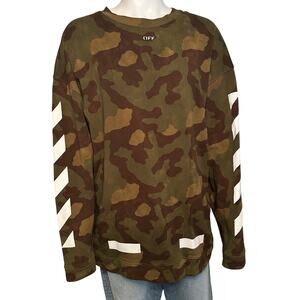Off-White Diagonal Camouflage Long Sleeve Tee Size L Pullover Sweatshirt Cotton